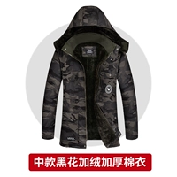 Китайский черный цветок плюс бархатный хлопковой пальто