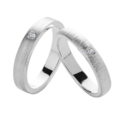 培育钻999足银拉丝情侣对戒