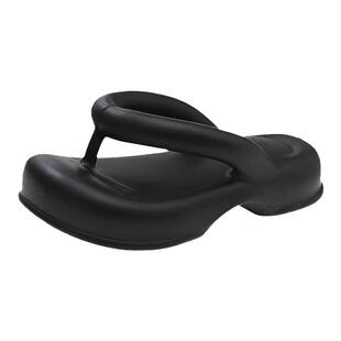 超厚网红踩屎感荧光绿人字拖女夏季外穿度假防滑防臭夹脚沙滩拖鞋