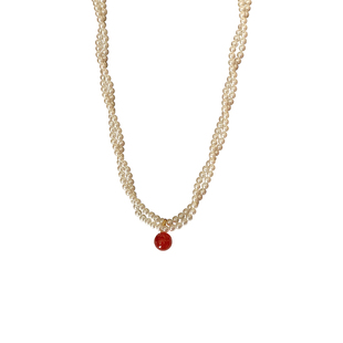 「红浆果」复古法式高级感优雅百搭双层红玛瑙极细珍珠项链锁骨链