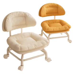 万向轮小凳子家用客厅轻奢沙发凳滑轮小椅子结实耐用换鞋靠背矮凳