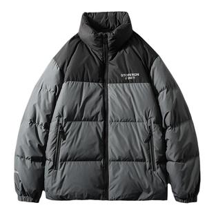 石墨烯蓄热立领面包羽绒服男士冬季加厚拼接棉服外套外贸男装棉衣