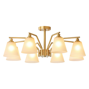 美式客厅灯吸顶灯欧式轻奢全铜新款餐厅卧室吊灯饭厅法式复古灯具