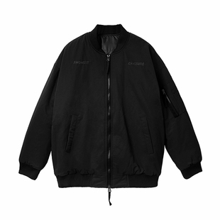 GOKIGA宫崎迦秋冬棉服外套日系简约黑色刺绣空军外套夹克862