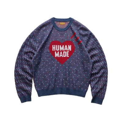 HUMANMADE复古爱心图案针织毛衣