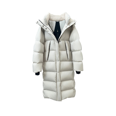 情侣款长款防风防水羽绒服连帽