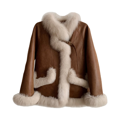 街角旧廓/狐狸毛领 90白鹅绒内胆麂皮绒派克服2025新款皮草外套女