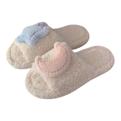 细细条防滑保暖可爱居家棉拖鞋