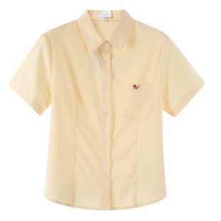 舞鸥竹纤维收腰款原创JK衬衫日系学院风奶黄色薄款短袖夏季上衣女