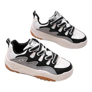 特步华夫鞋冬季新款潮流板鞋户外鞋熊猫休闲鞋厚底增高女鞋运动鞋