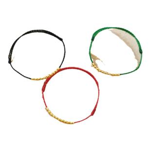 18K金芝麻珠极细编织可调节戒指手绳