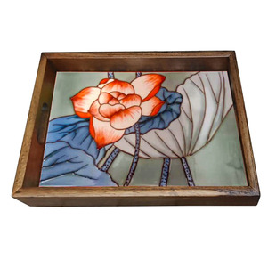 立体手绘瓷板画托盘茶具茶盘挂画无框画摆件家饰欧式新中式长方形