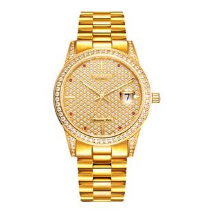 宾爵红宝石金表男士手表防水全自动机械表高级商务时尚满天星腕表