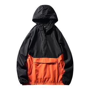 美式半拉链冲锋衣外套男春秋款山系户外运动风衣外贸出口薄款夹克