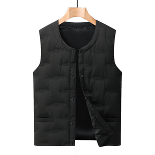 雪中飞工厂直销轻薄羽绒马甲冬中老年白鹅绒背心爸爸V领内穿内胆