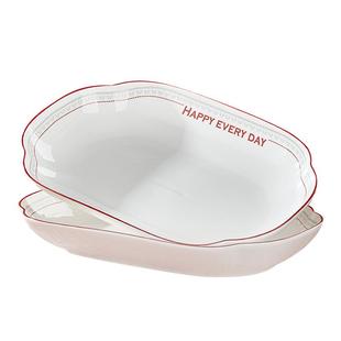 陶瓷大鱼盘家用蒸鱼盘子12英寸长方鱼盘子釉下彩餐具红烧清蒸鱼盘