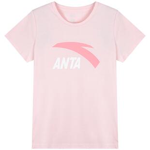 安踏短袖t恤女款夏季2026新款棉半袖修身百搭女装学生粉色上衣女