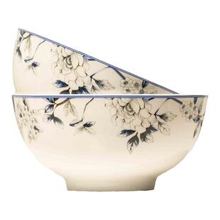 红叶国瓷景德镇陶瓷釉中饭碗盘碟兰木棉面碗鱼盘汤碗品锅汤盘菜盘