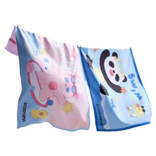 儿童游泳速干浴巾女童斗篷男童吸水便携带扣运动毛巾温泉浴袍洗澡