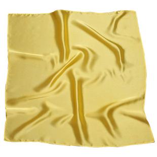 韩版丝绸缎面大中小方巾女春秋冬季时尚妈妈真丝围巾保暖素色黄色