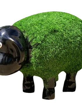 仿真草皮植草羊动物雕塑装饰摆件
