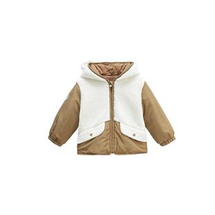 whitewheat男童2025秋冬新款外套儿童棉服女宝宝舒棉绒撞色棉衣厚