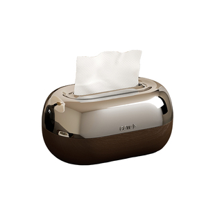 尊慕斯中古风客厅纸巾盒创意塑木2025新款高级感带弹簧抽纸收纳盒