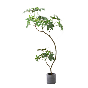海虹室内客厅角落大盆栽仿真绿植大叶伞植物装饰摆件奶油风软装