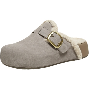 TATA他她栗子勃肯鞋女鞋新款加绒厚底休闲鞋毛毛棉拖鞋子4UL02DH5