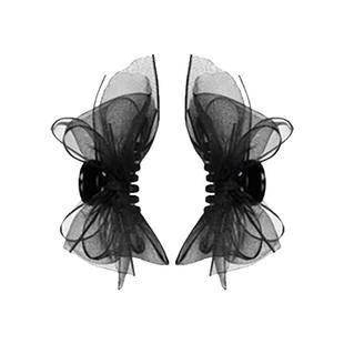 网纱黑色蝴蝶结发夹头饰公主头小抓夹碎发侧边刘海夹子前额发卡女