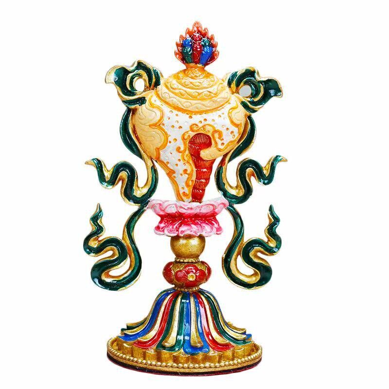纯铜全鎏金八吉祥摆件西藏密宗居家佛前吉祥八宝佛像八供用品套装