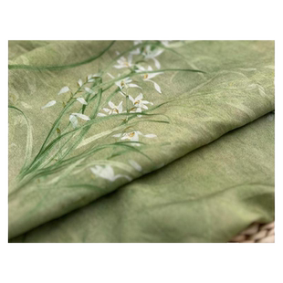 仿天丝麻布料新中式国风汉服旗袍布连衣裙服装面料印花布窗帘diy