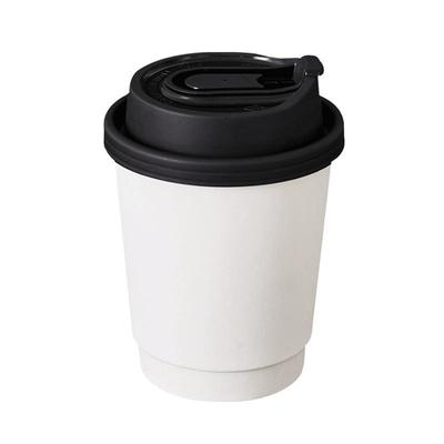 咖啡杯子热饮奶茶双层防烫牛皮纸白杯带盖商用外卖外带一次性杯子