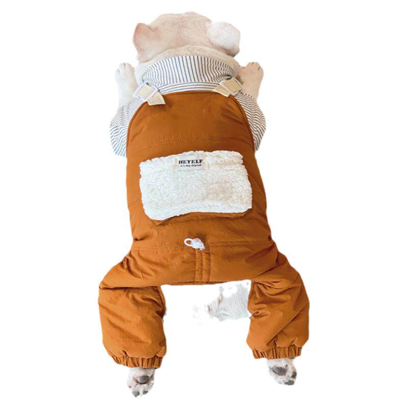 HeyElf宠物焦糖色背带裤狗狗中小型犬法斗泰迪冬季棉裤两脚裤棉服