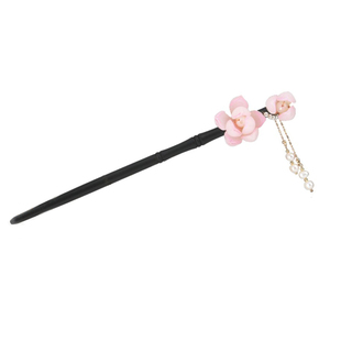 玉兰花旗袍发簪步摇流苏 簪子女古风头饰简约现代盘发木簪高级感