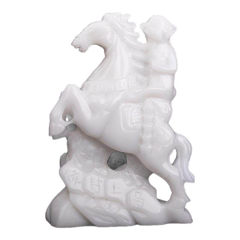 福雅禄阿富汗玉马上封侯吉祥摆件