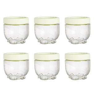 6个装带盖猫爪玻璃储物罐收纳密封罐杯干果食品级可堆叠拼接套装