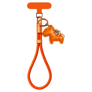 【高品质】马年中国红手机壳挂绳斜跨新款小马挂件马上有钱手腕编织短绳橙色便携适用苹果华为手机壳挂绳东