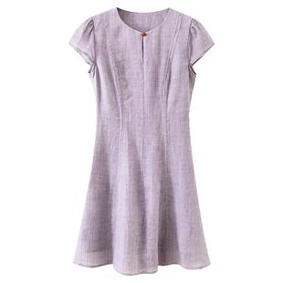 【清仓秒杀】夏气质流行裙子小众高级绝美收腰小个子短袖连衣裙女