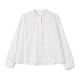 klee klee秋冬女装通勤环保棉小立领宽松白衬衫外套K0253BL03