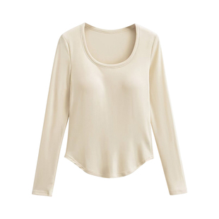 alex stevens 超好看基础款打底衫长袖女春秋季保暖衣内搭U领上衣