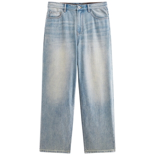 太平鸟男装牛仔裤26春季新款洋气质感休闲渐变水洗宽松阔腿牛仔裤