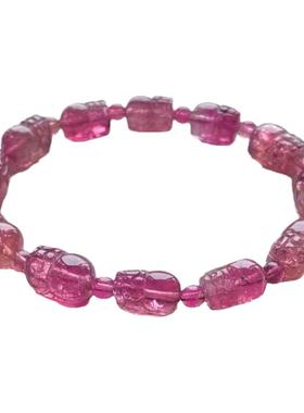 水晶碧玺大师雕刻幸运石貔貅手链