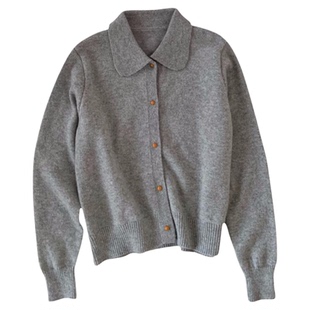 休闲风Polo领长袖开衫女2026春新款简约纯色百搭修身显瘦通勤上衣