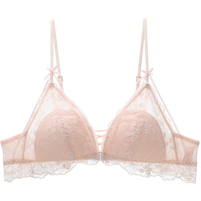 六只兔子前扣蕾丝三角杯美背内衣