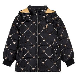 POLOWALK童装秋冬新品可脱帽中长款男童羽绒服保暖印花外套