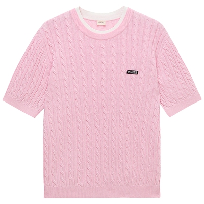 OCHIRLY欧时力撞边扭花短袖针织