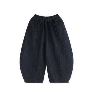 砚台家童装男童深蓝色牛仔裤2026春季新款男宝宝九分裤儿童灯笼裤