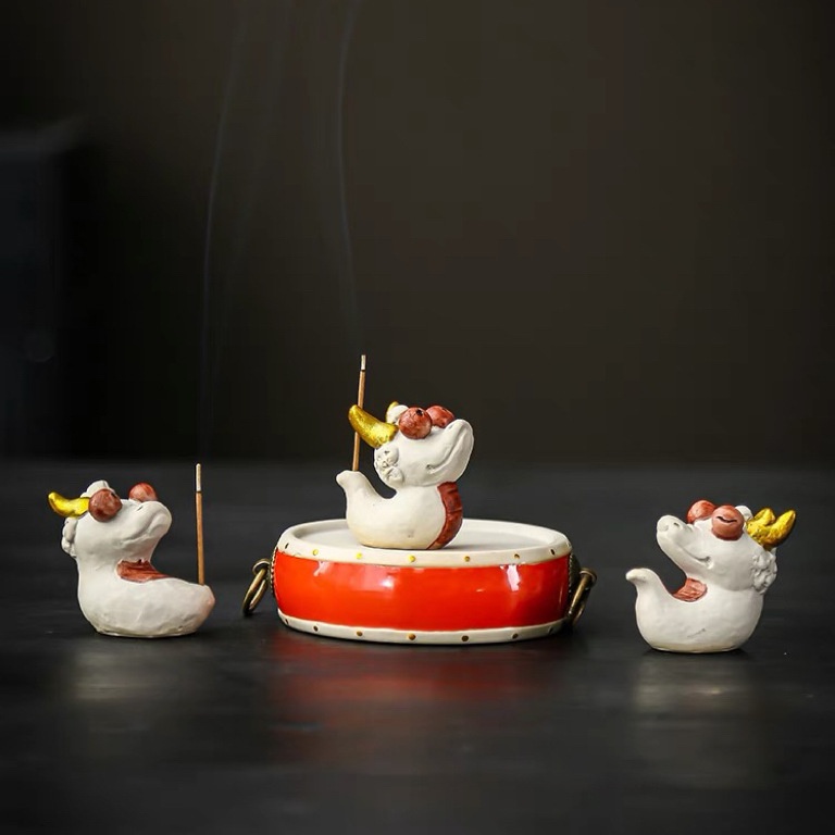 线香摆件创意龙年装饰品插红鼓香宠壶垫托空间承茶壶茶桌香香座