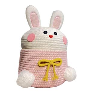 玩偶礼物兔子手工编织客厅阳台卧室书房桌面茶几收纳整理筐箱篮盒